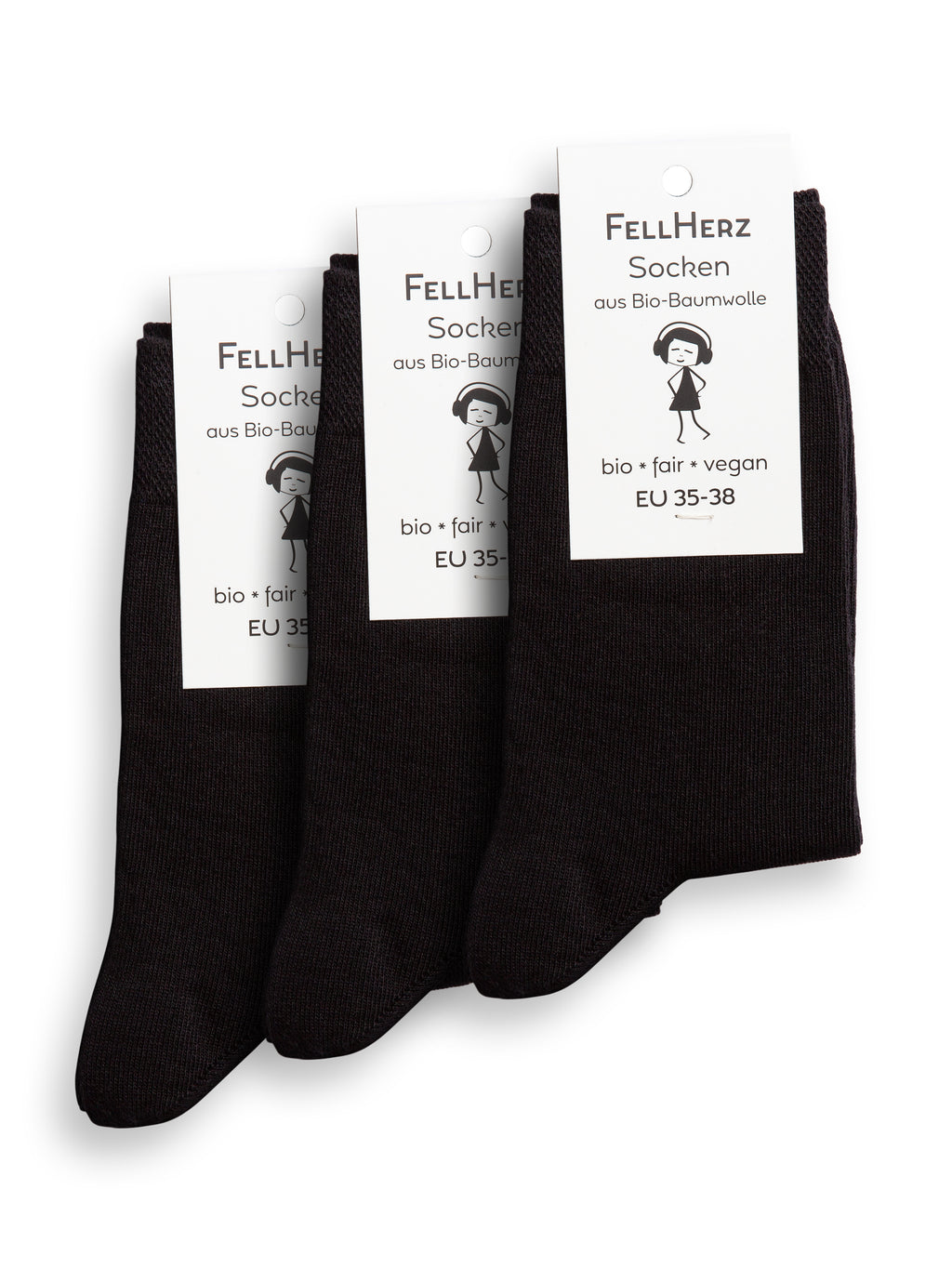 Pack of 3 socks with organic cotton black