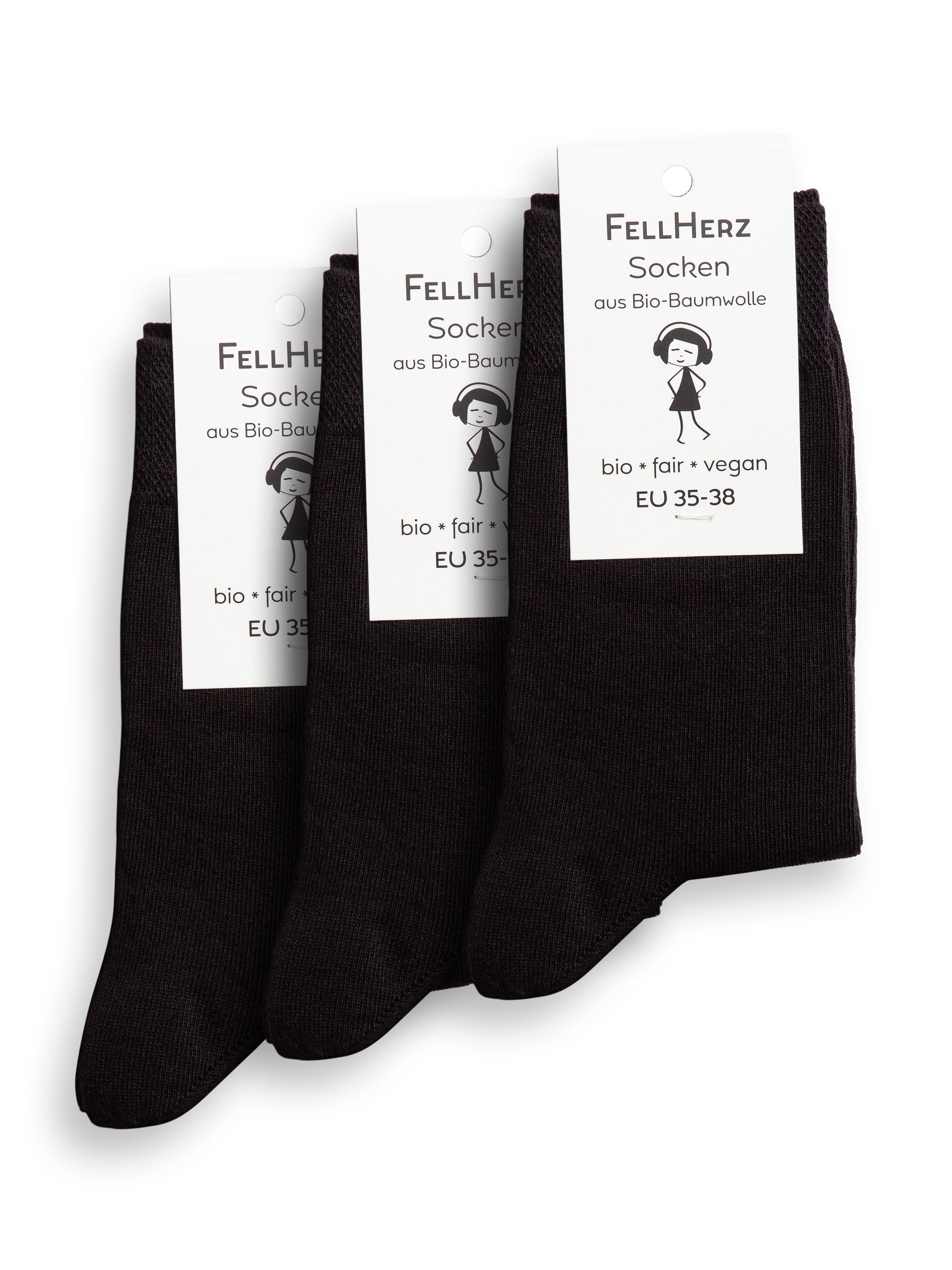 Pack of 3 socks with organic cotton black
