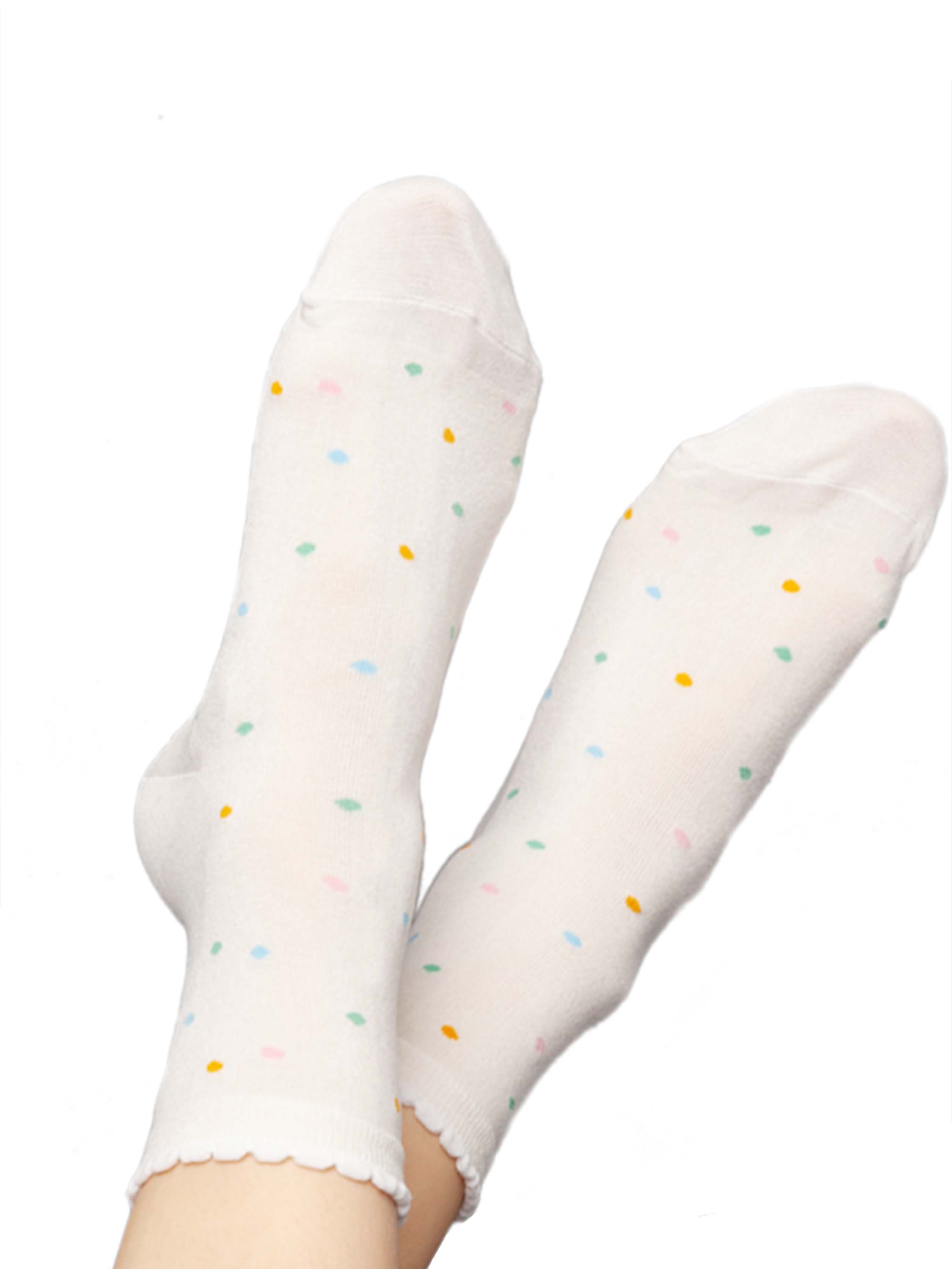 Pack of 6 socks with viscose (made of bamboo) mix confetti white and heart black