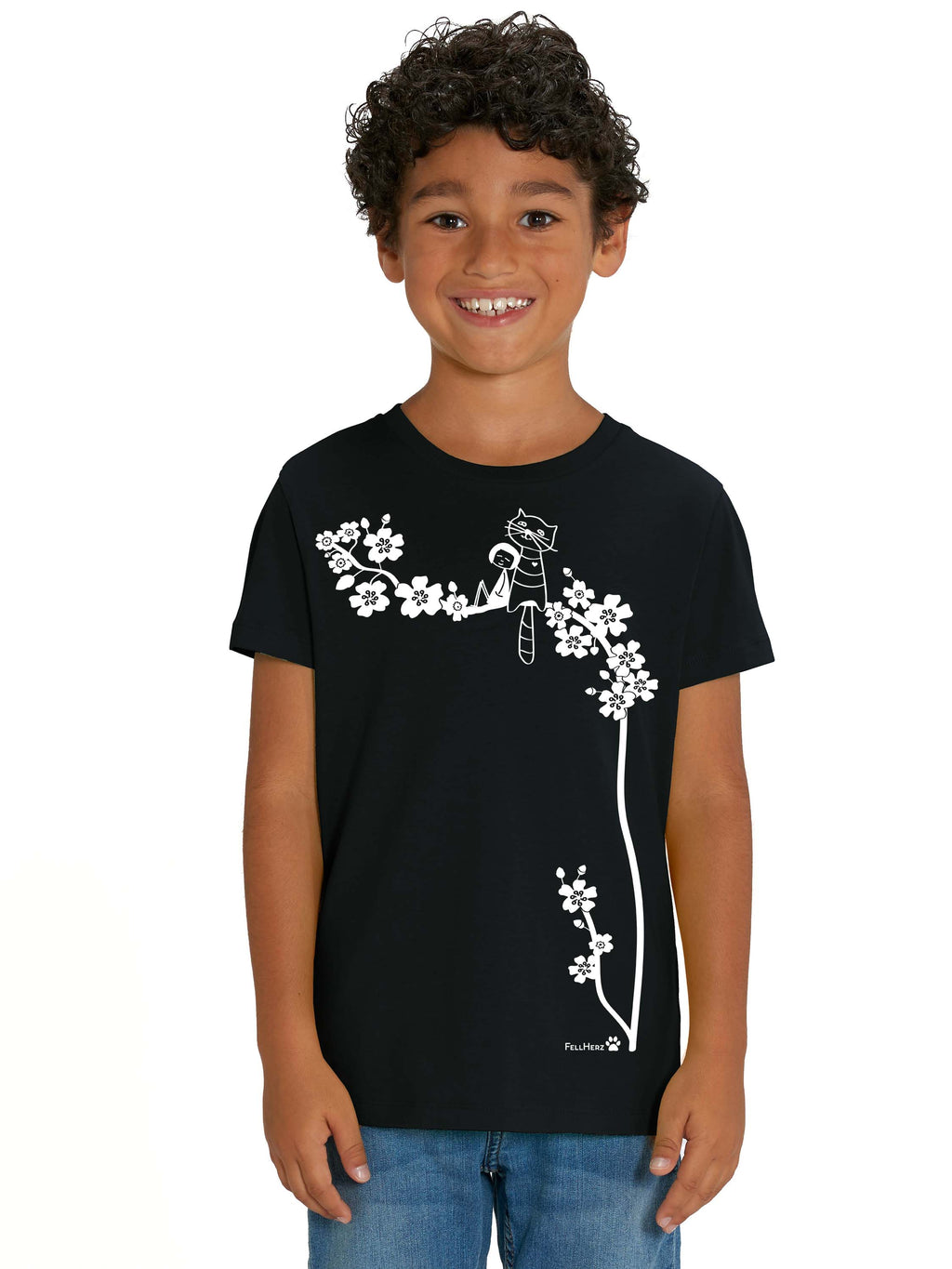 Cat Love Kinder T-Shirt black