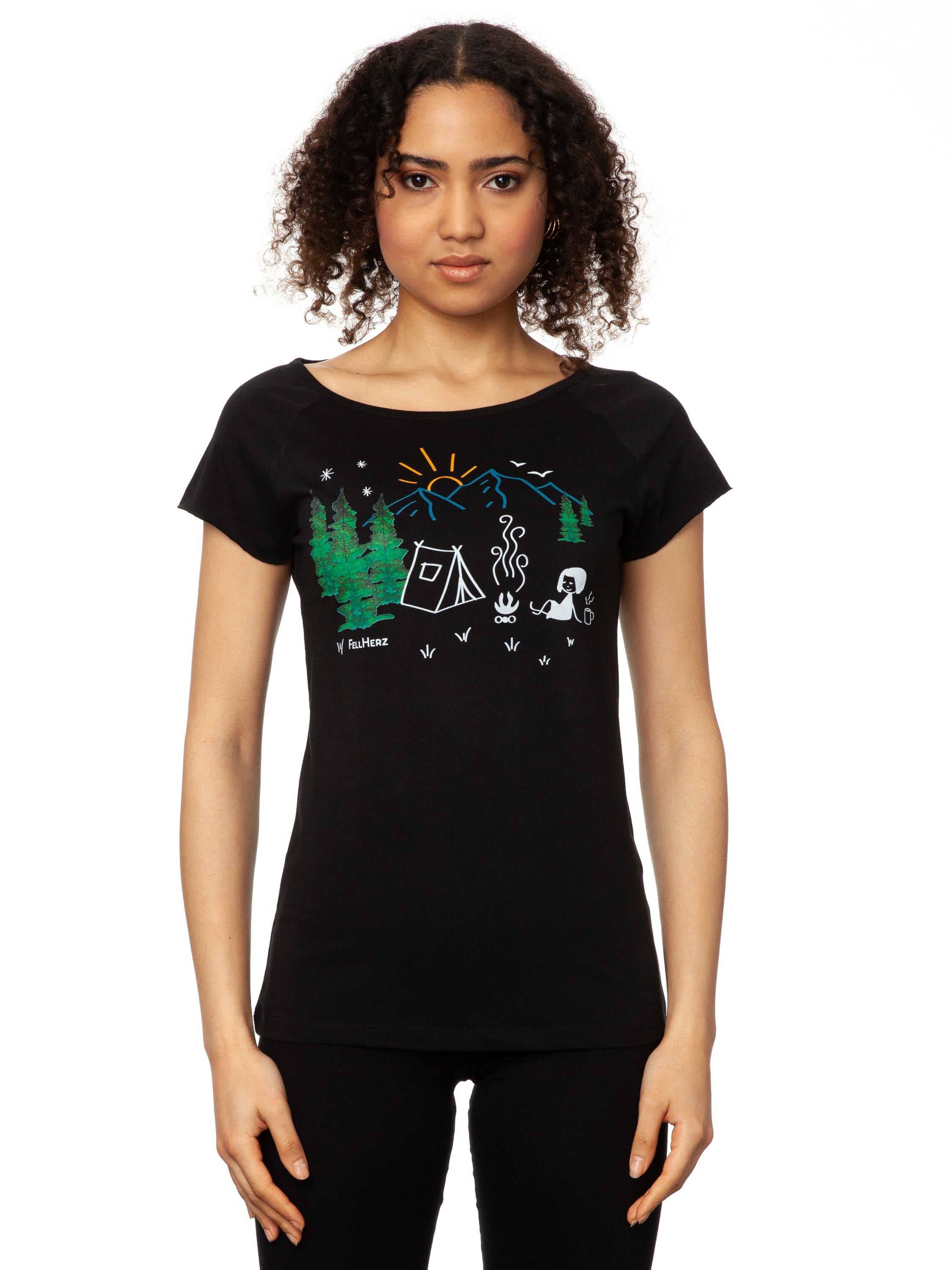 Camping Girl Cap Sleeve black Größe XS