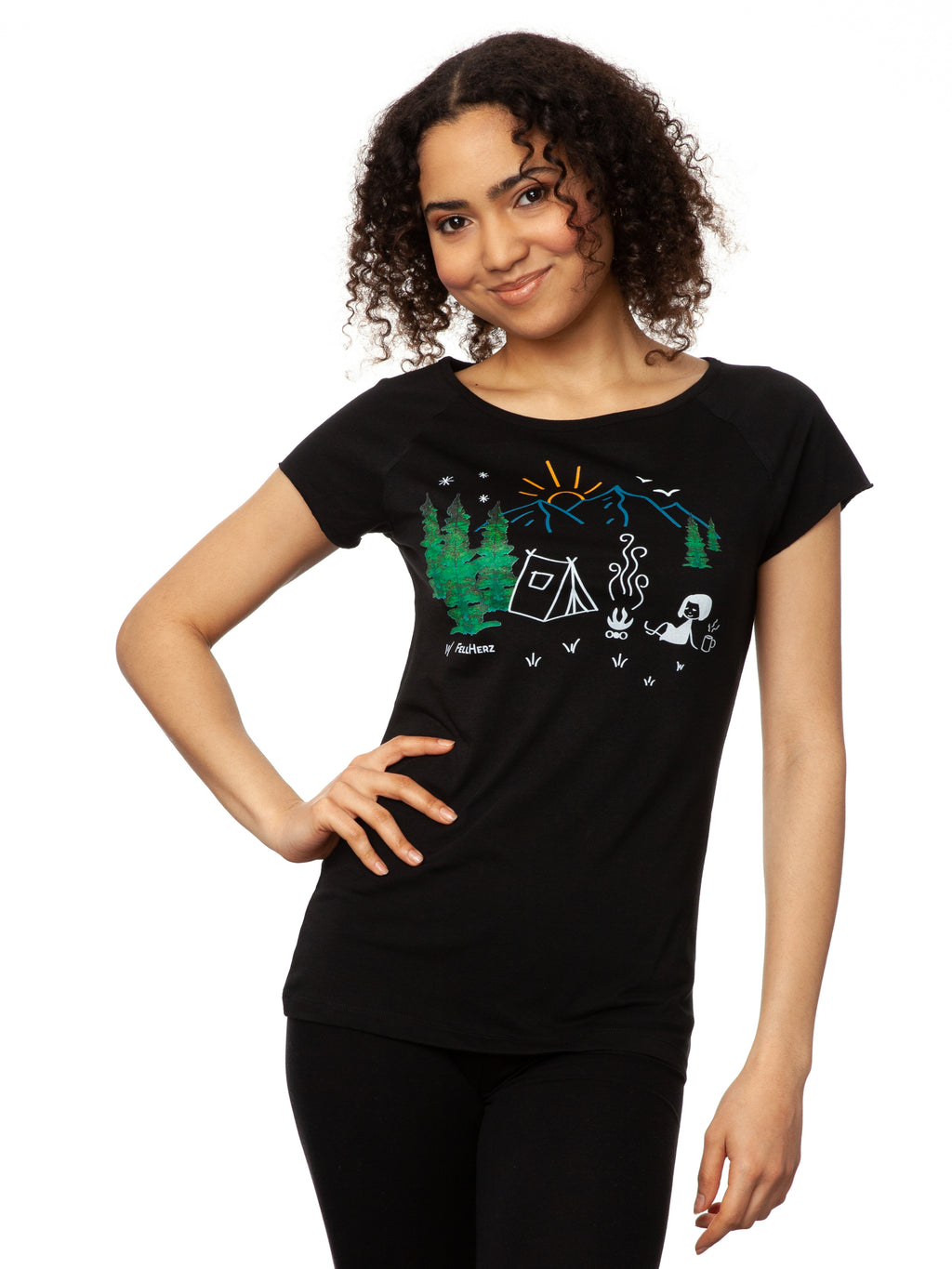 Camping Girl Cap Sleeve black Größe XS