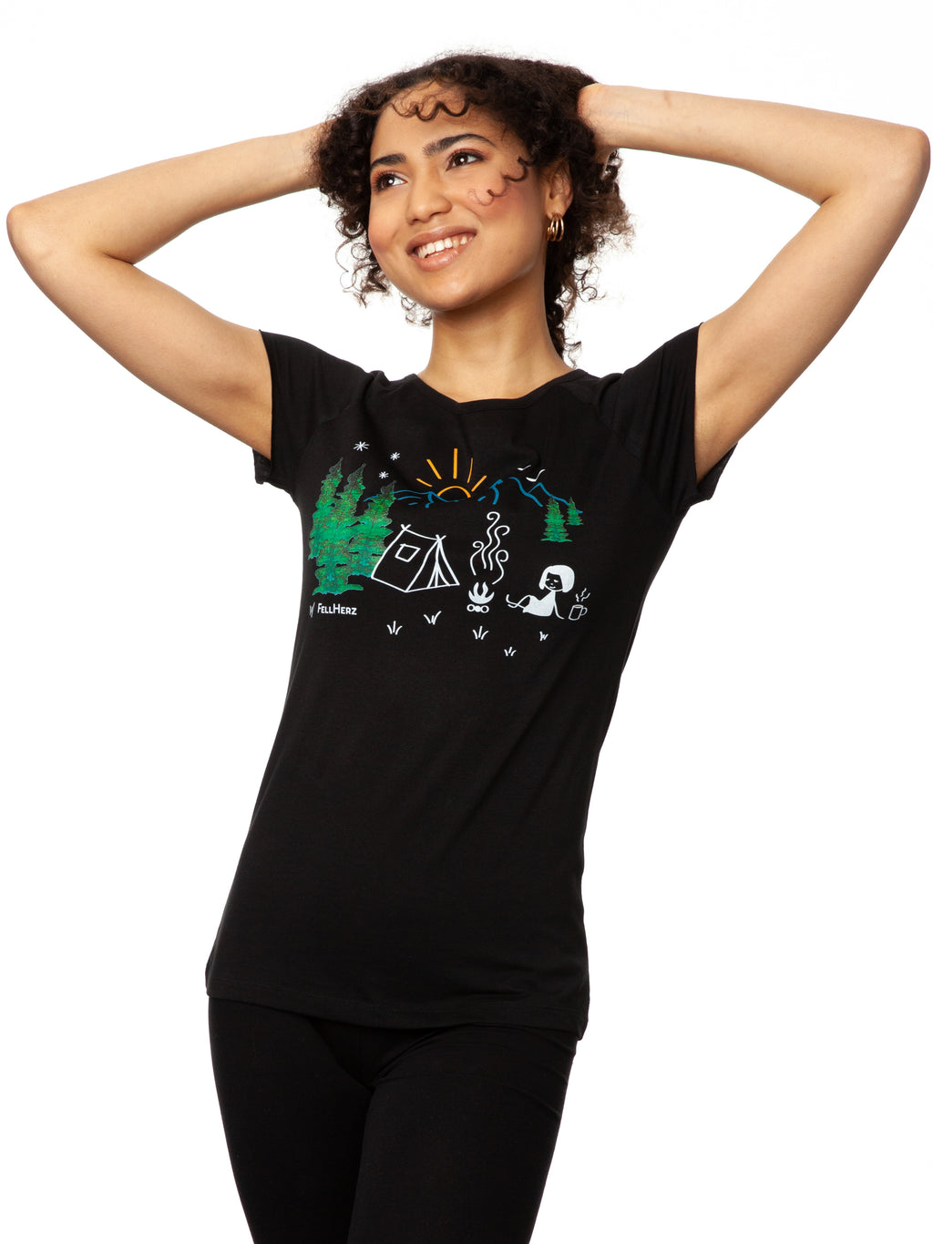 Camping Girl Cap Sleeve black Größe XS
