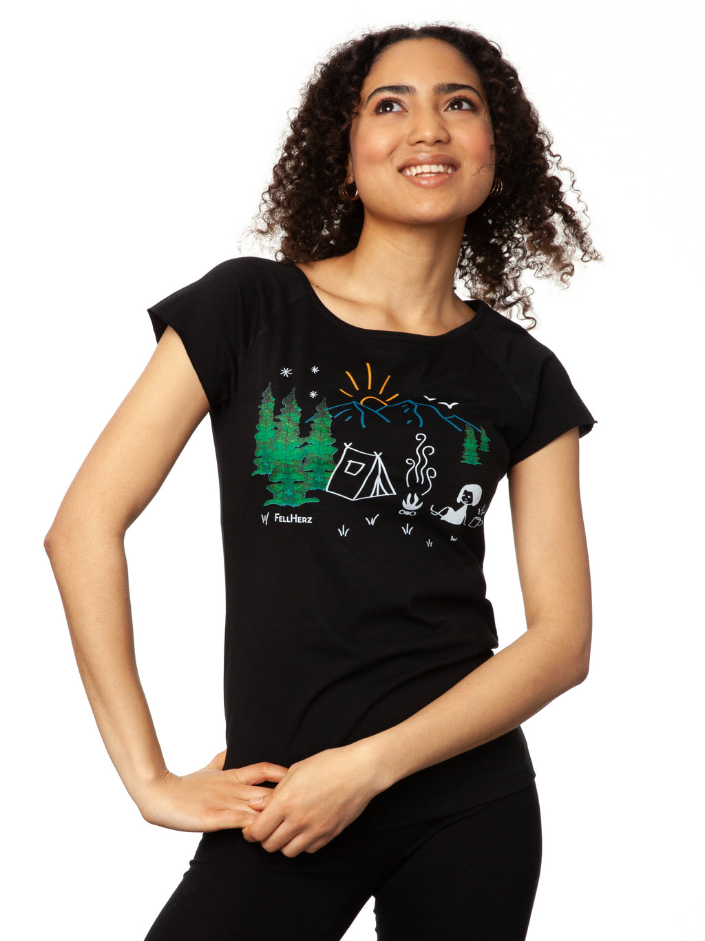 Camping Girl Cap Sleeve black Größe XS