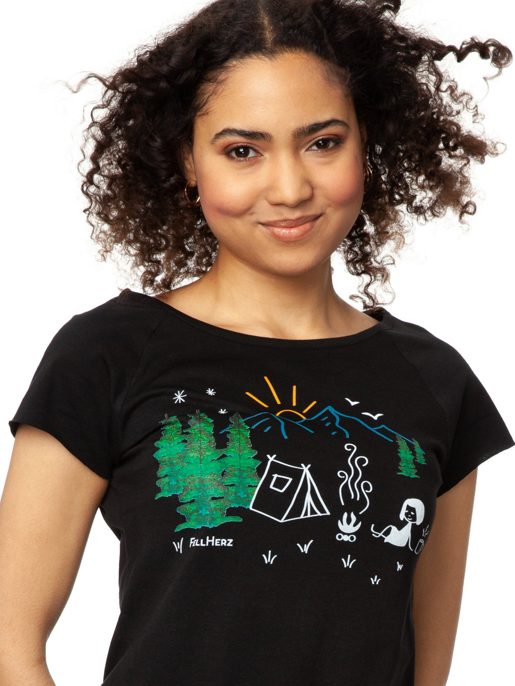 Camping Girl Cap Sleeve black Größe XS