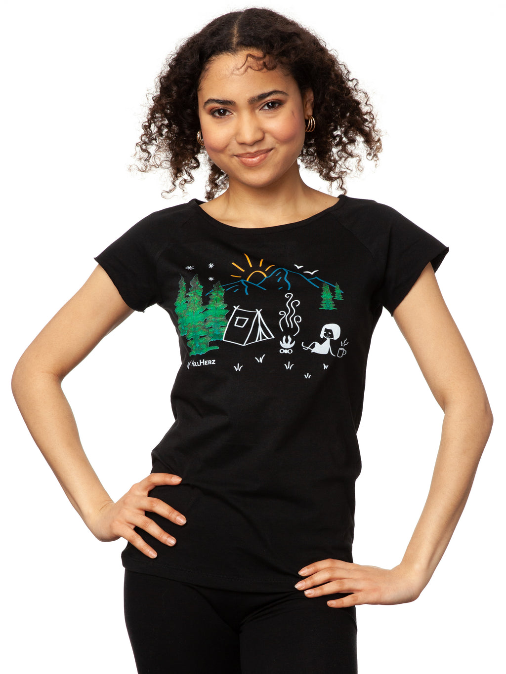 Camping Girl Cap Sleeve black Größe XS