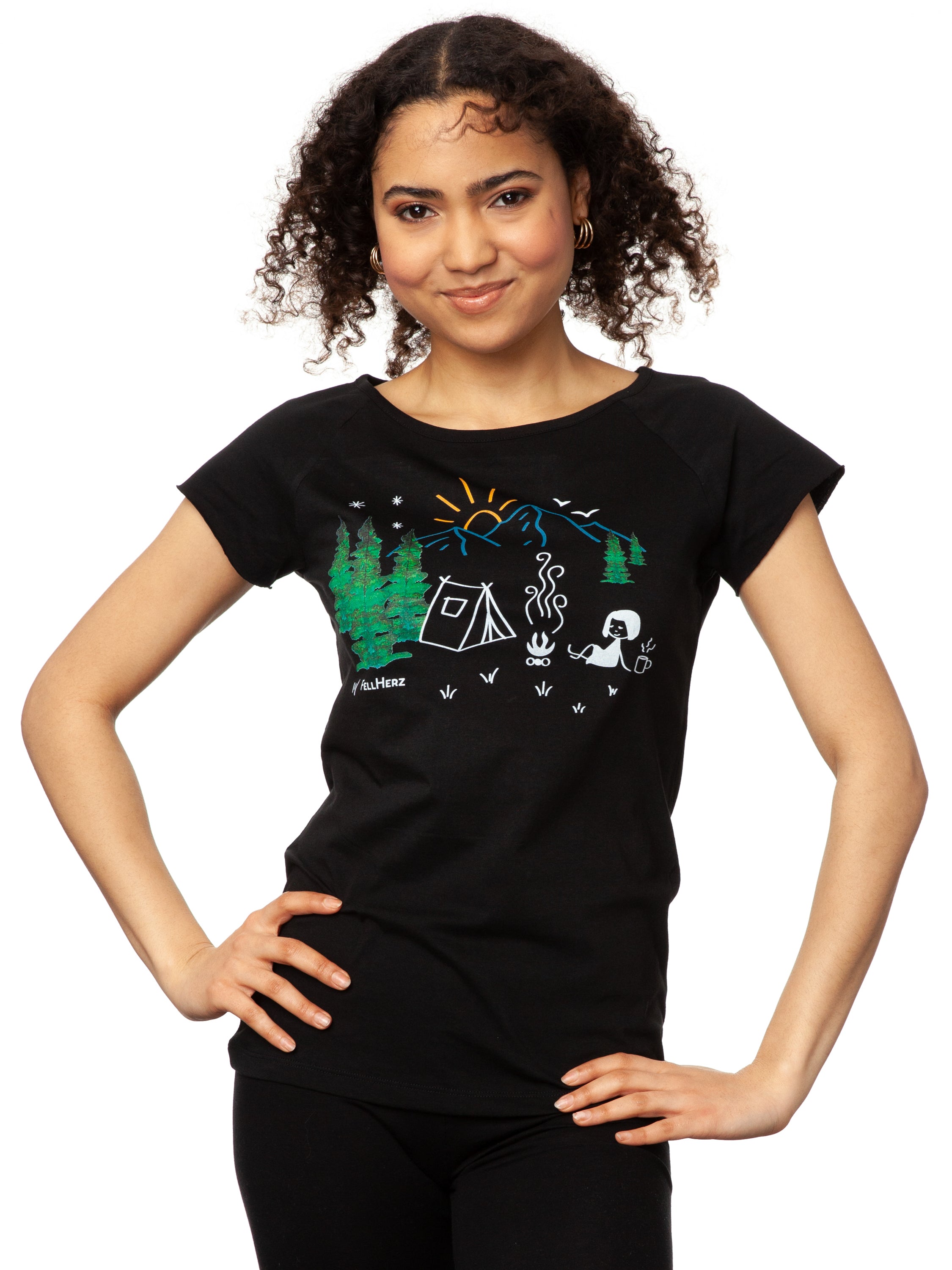 Camping Girl Cap Sleeve black Größe XS