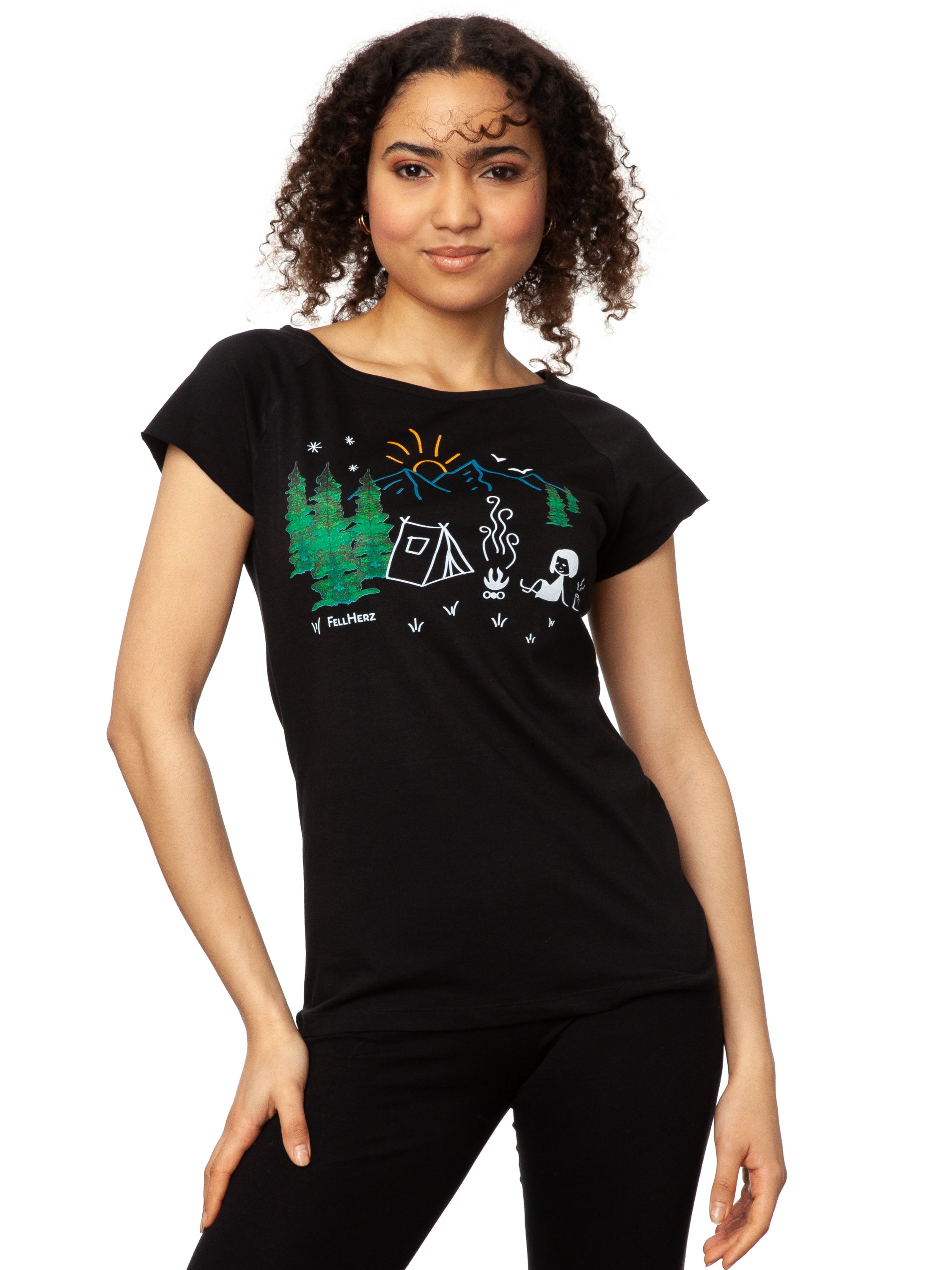 Camping Girl Cap Sleeve black Größe XS