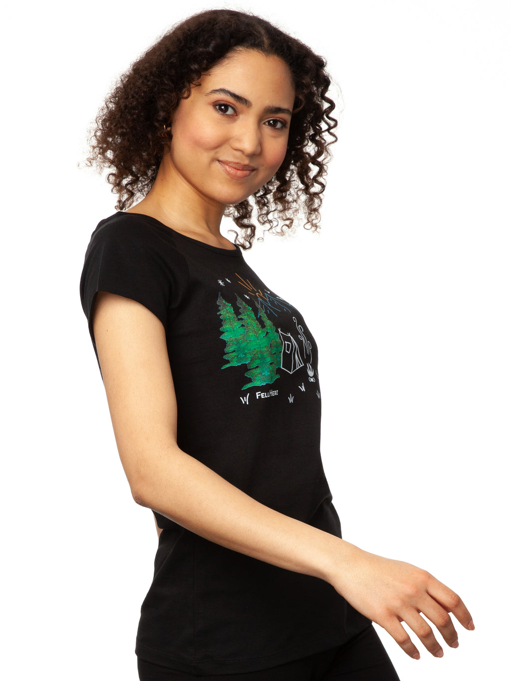 Camping Girl Cap Sleeve black Größe XS