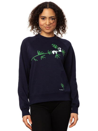 Sloth Raglan Sweater navy organic &amp; fair &amp; handprinted 