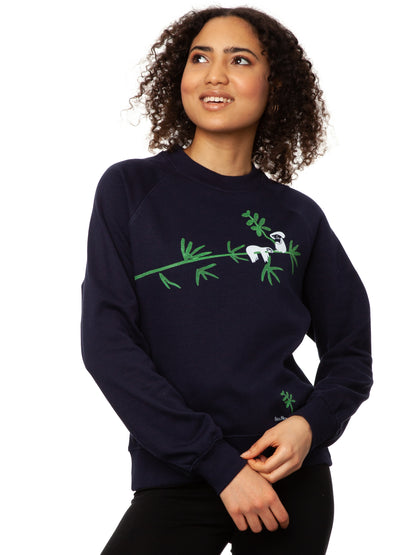 Sloth Raglan Sweater navy organic &amp; fair &amp; handprinted 