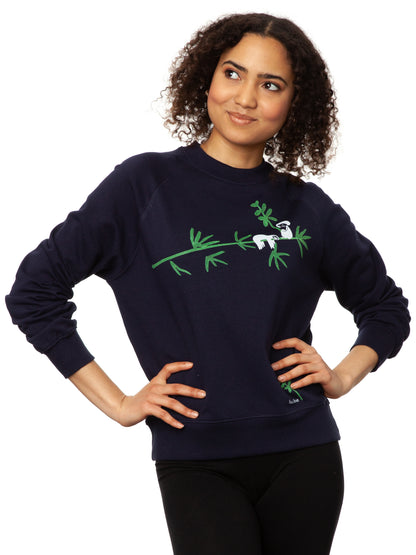 Sloth Raglan Sweater navy organic &amp; fair &amp; handprinted 