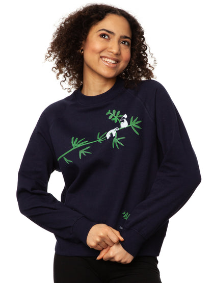 Sloth Raglan Sweater navy organic &amp; fair &amp; handprinted 