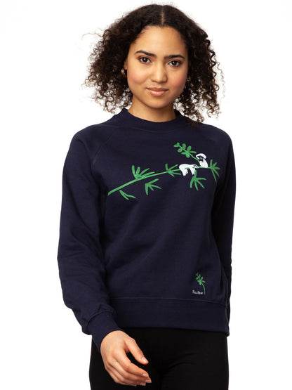 Sloth Raglan Sweater navy organic &amp; fair &amp; handprinted 