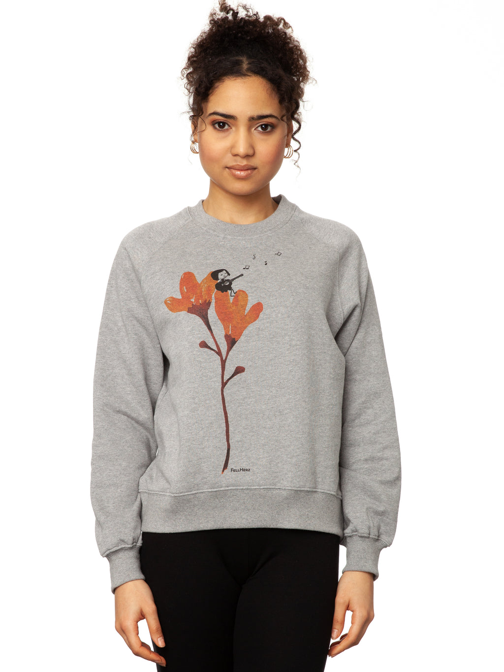 Guitar girl Raglan Sweater gray melange 