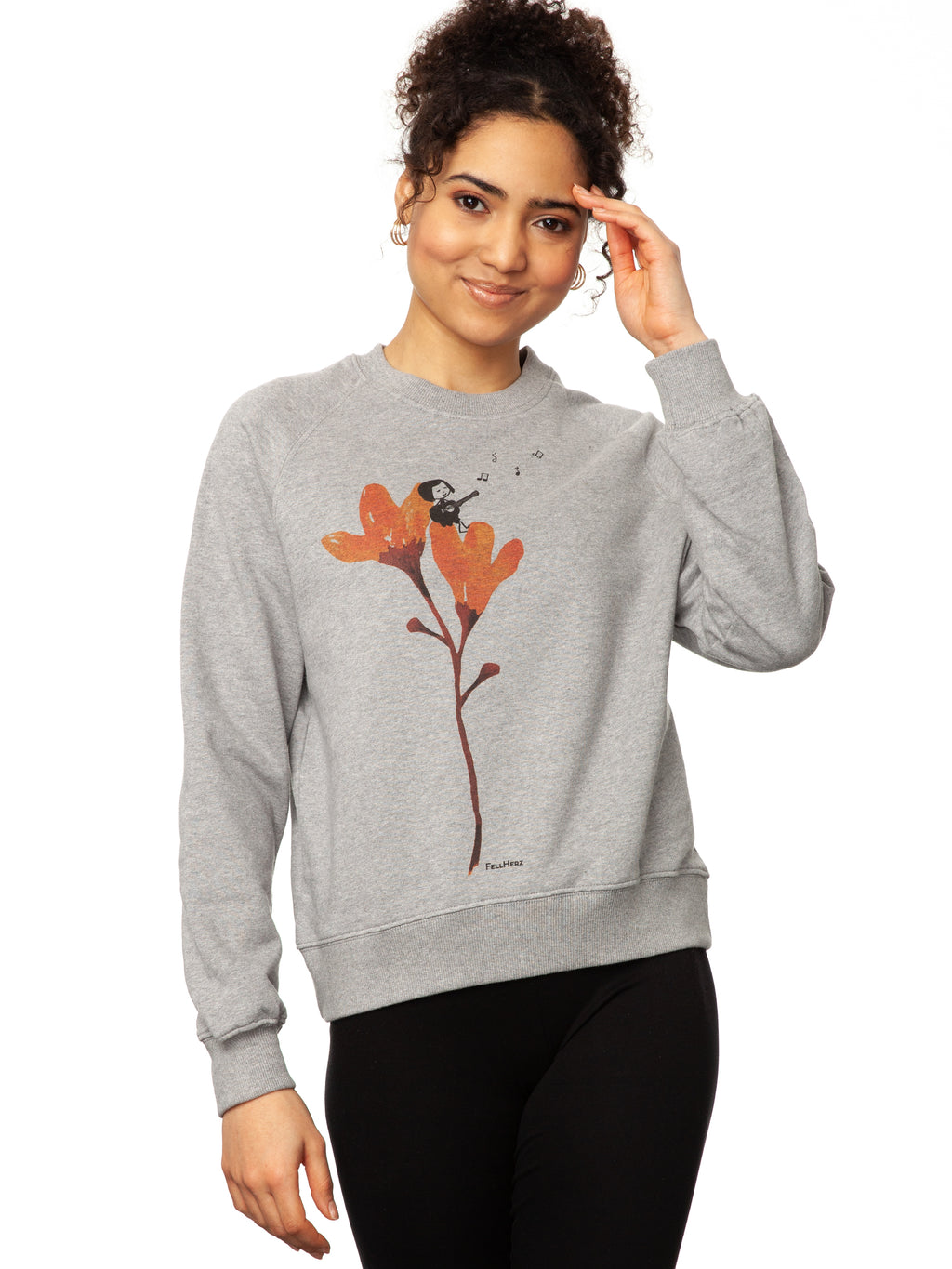 Guitar girl Raglan Sweater gray melange 
