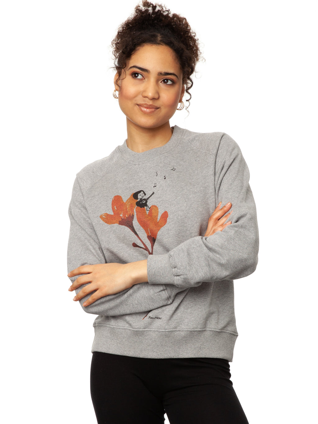 Guitar girl Raglan Sweater gray melange 