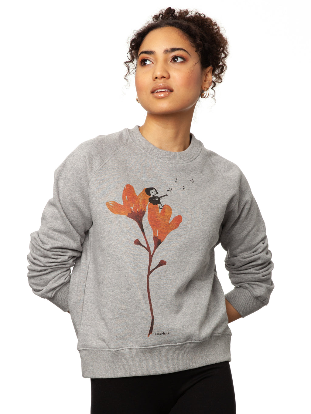 Guitar girl Raglan Sweater gray melange 