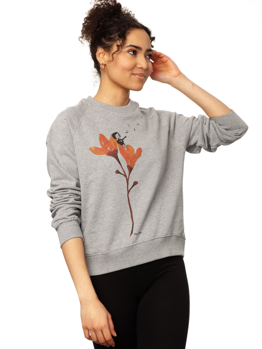 Guitar girl Raglan Sweater gray melange 