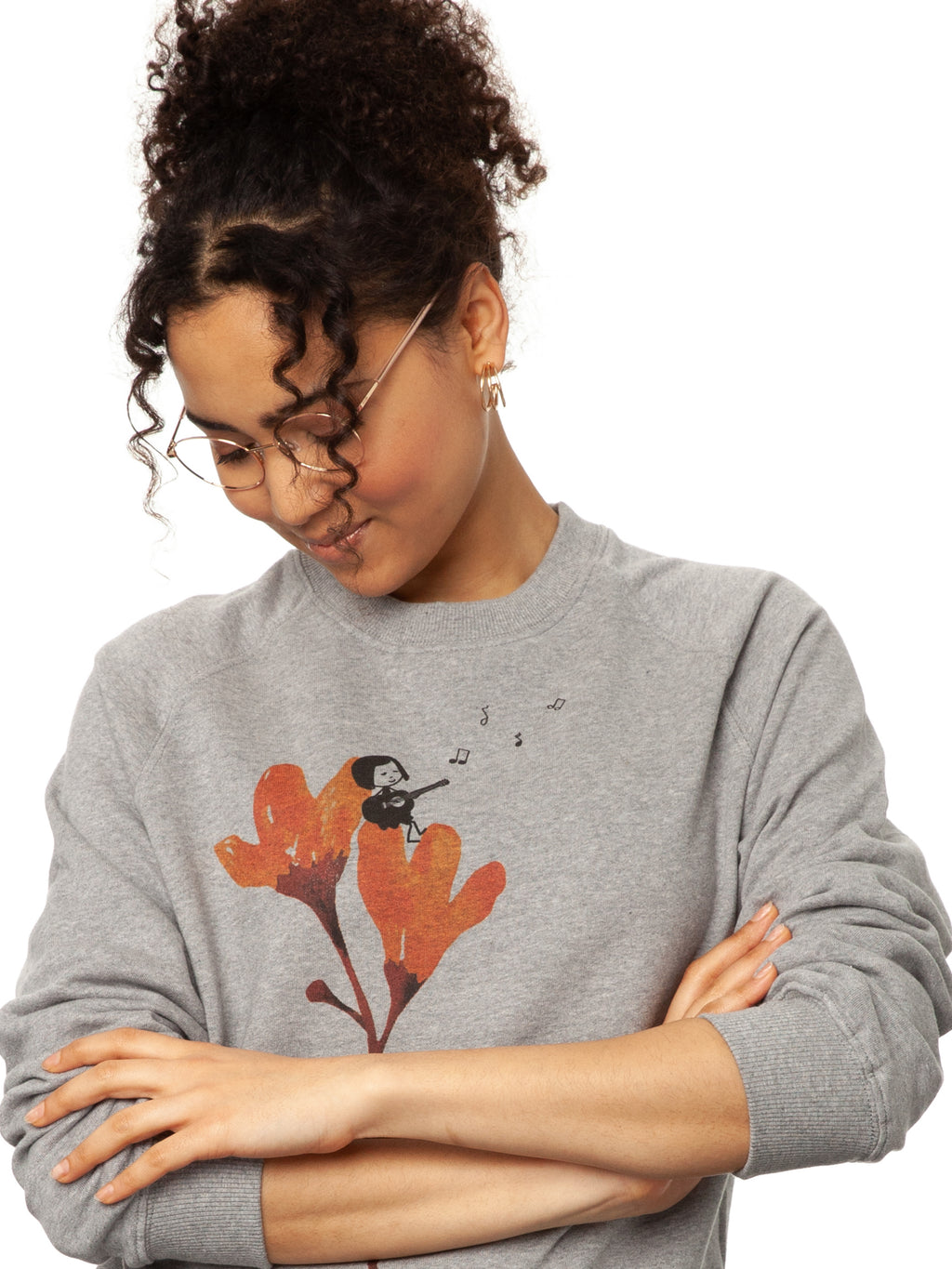 Guitar girl Raglan Sweater gray melange 