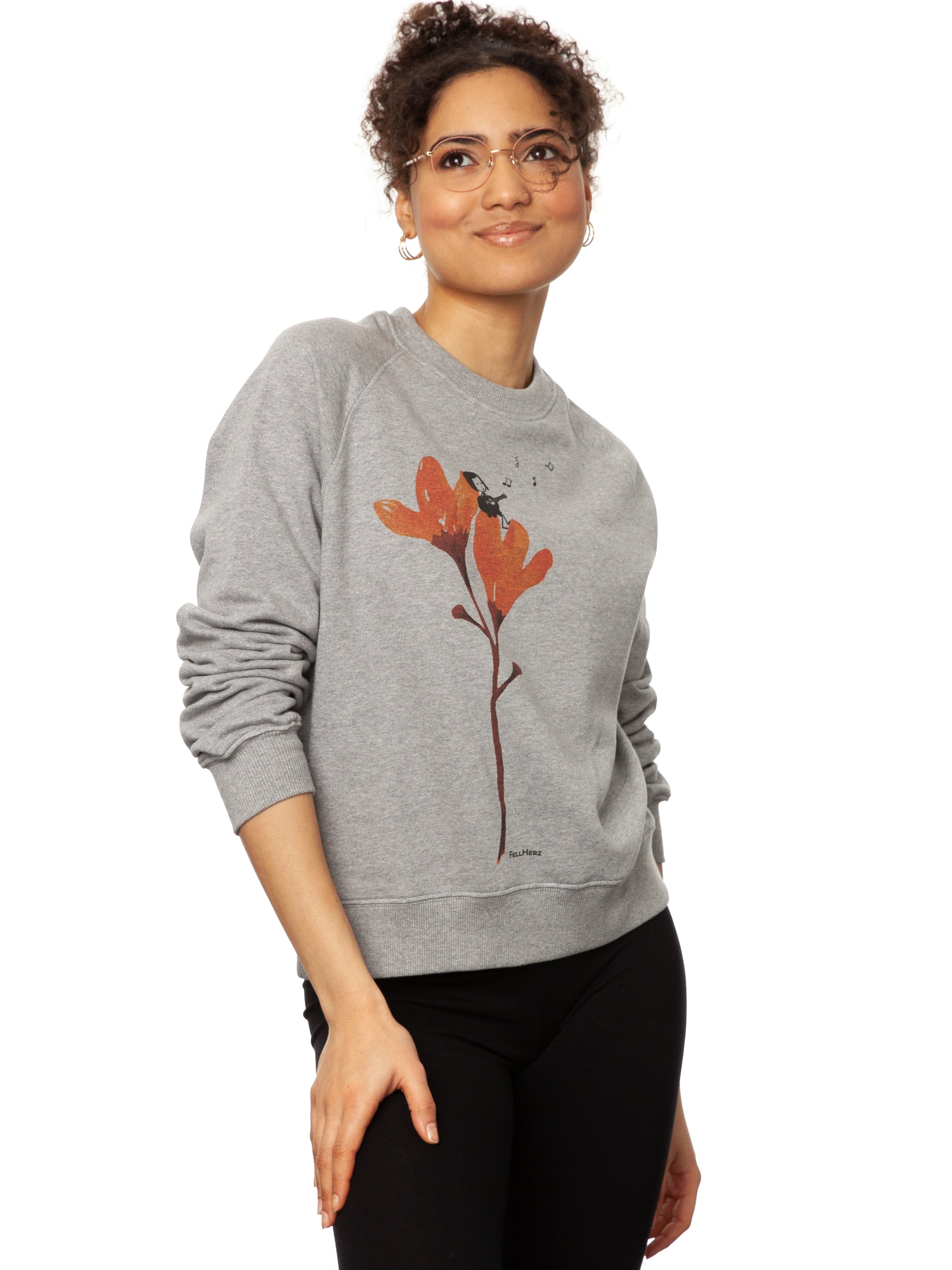 Guitar girl Raglan Sweater gray melange 