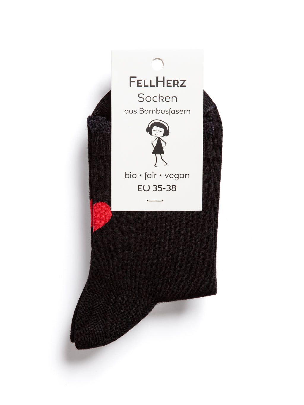 Socken mit Viskose (aus Bambus-Cellulose) Herz schwarz