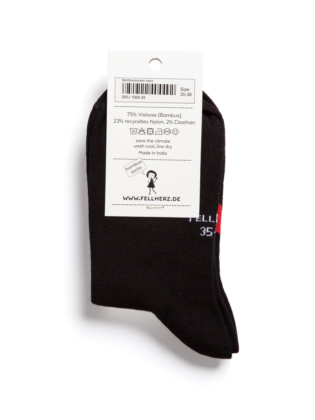 Socken mit Viskose (aus Bambus-Cellulose) Herz schwarz