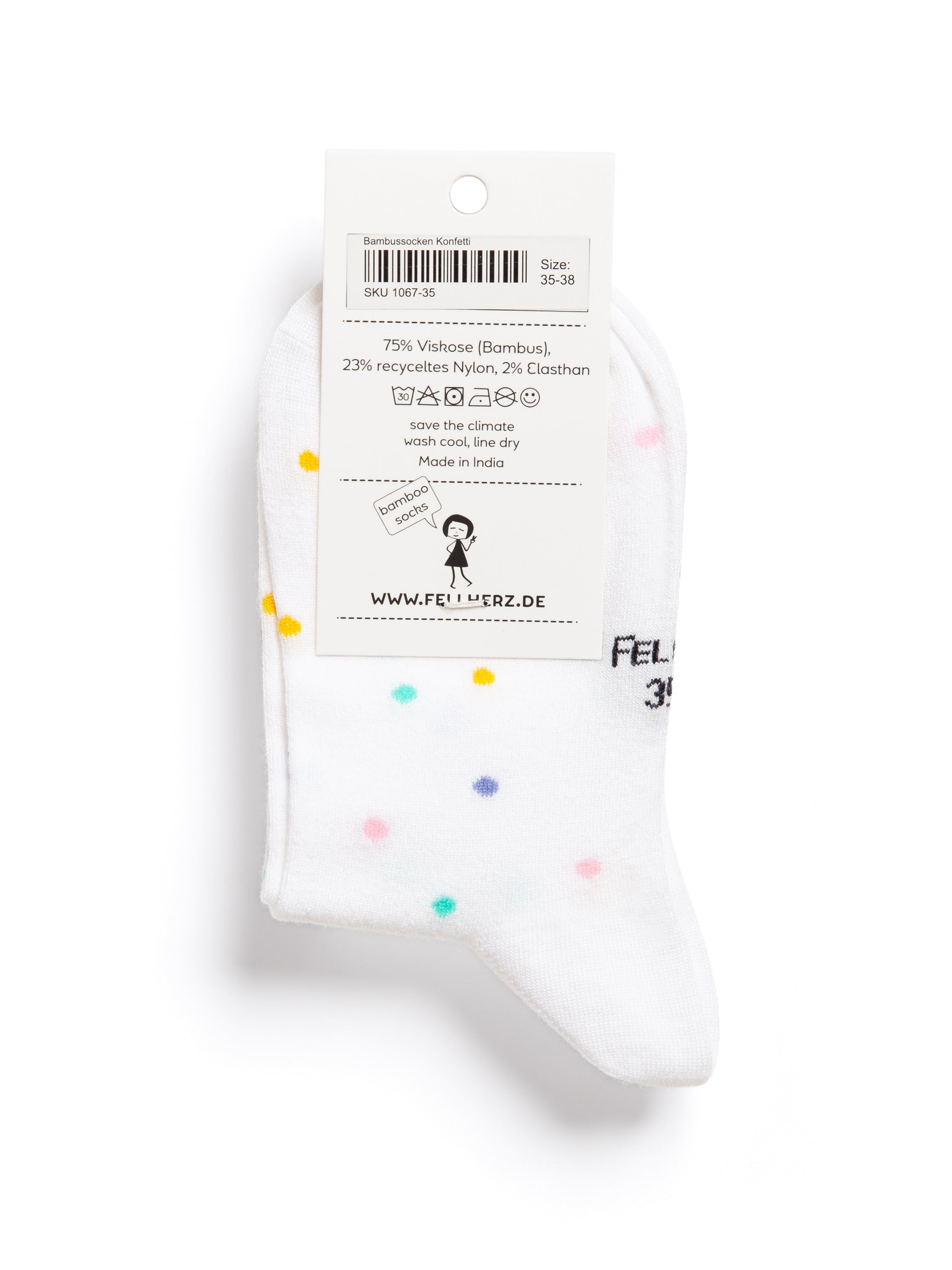 Pack of 3 socks with viscose (made of bamboo cellulose) confetti white