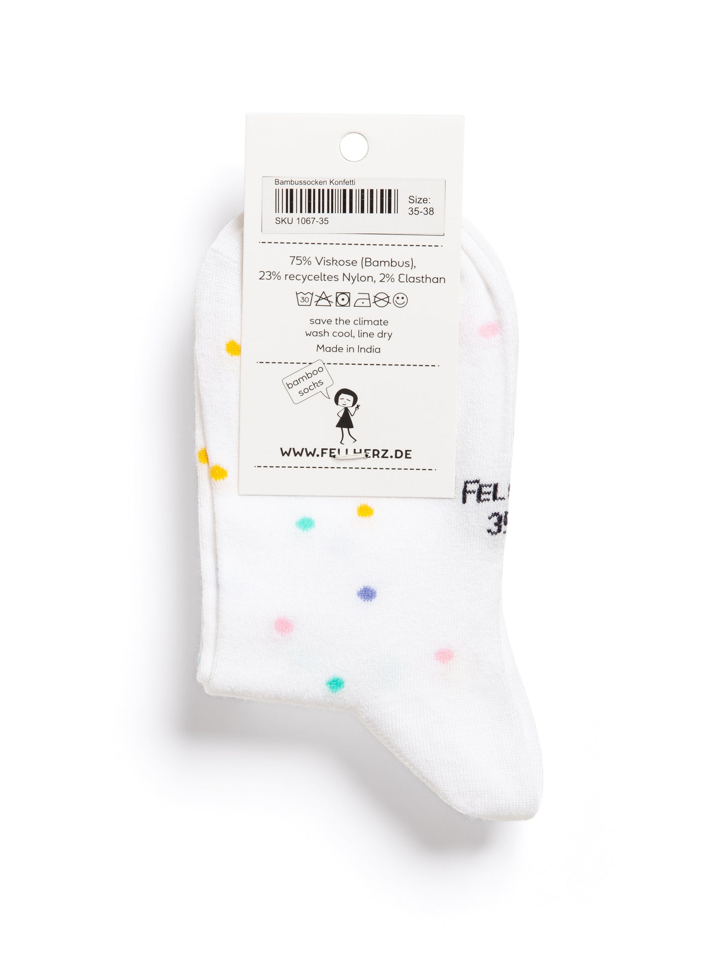 Socks with viscose (from bamboo cellulose) confetti white