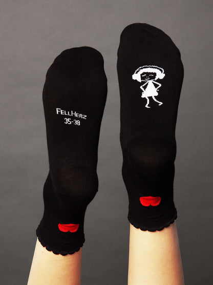 Socken mit Viskose (aus Bambus-Cellulose) Herz schwarz