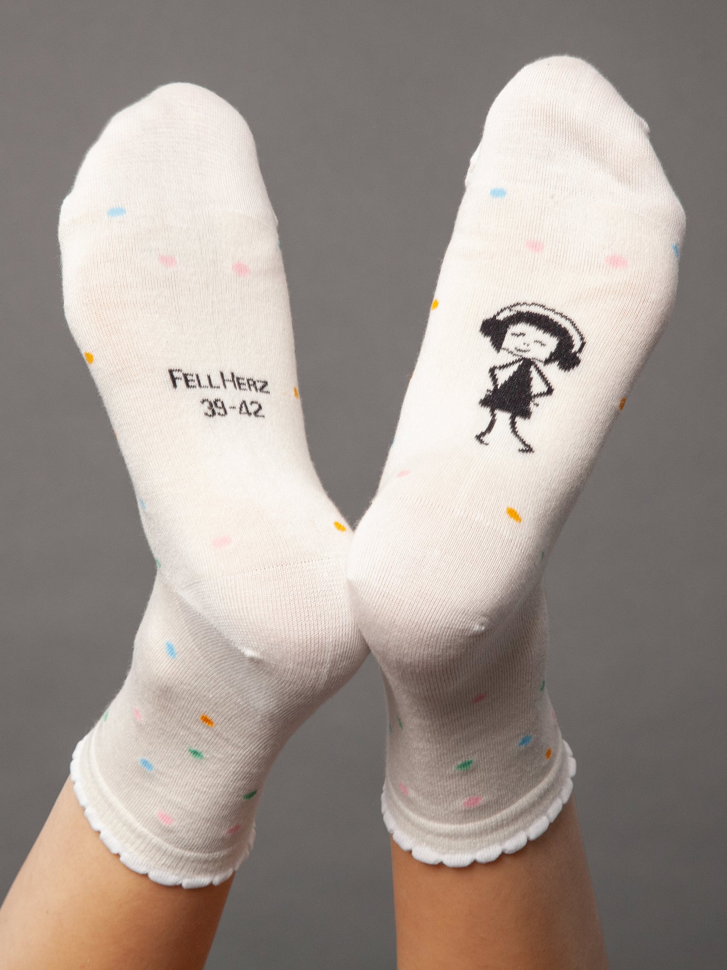 Pack of 6 socks with viscose (made of bamboo) mix confetti white and heart black