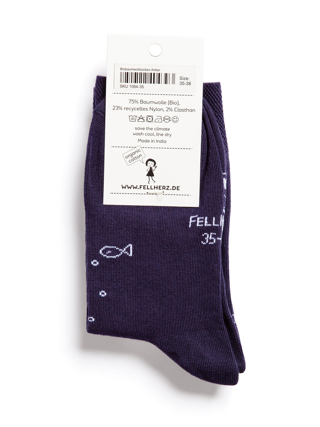 Socken mit Bio-Baumwolle Anker midnight