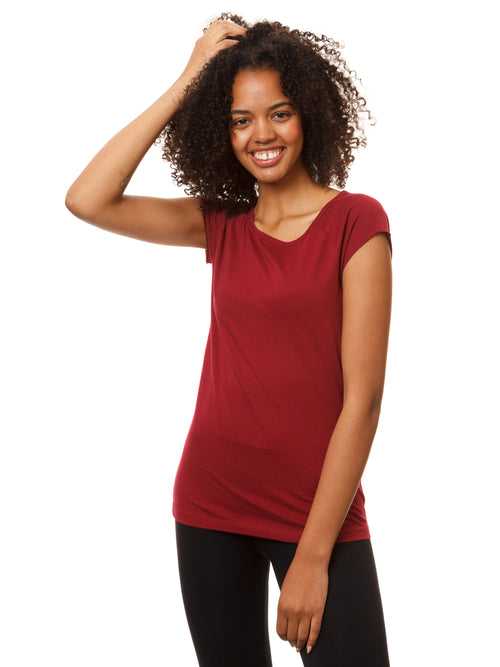 Damen Cap Sleeve T-Shirt in Ruby, 100% Bio-Baumwolle – weitere Ansicht