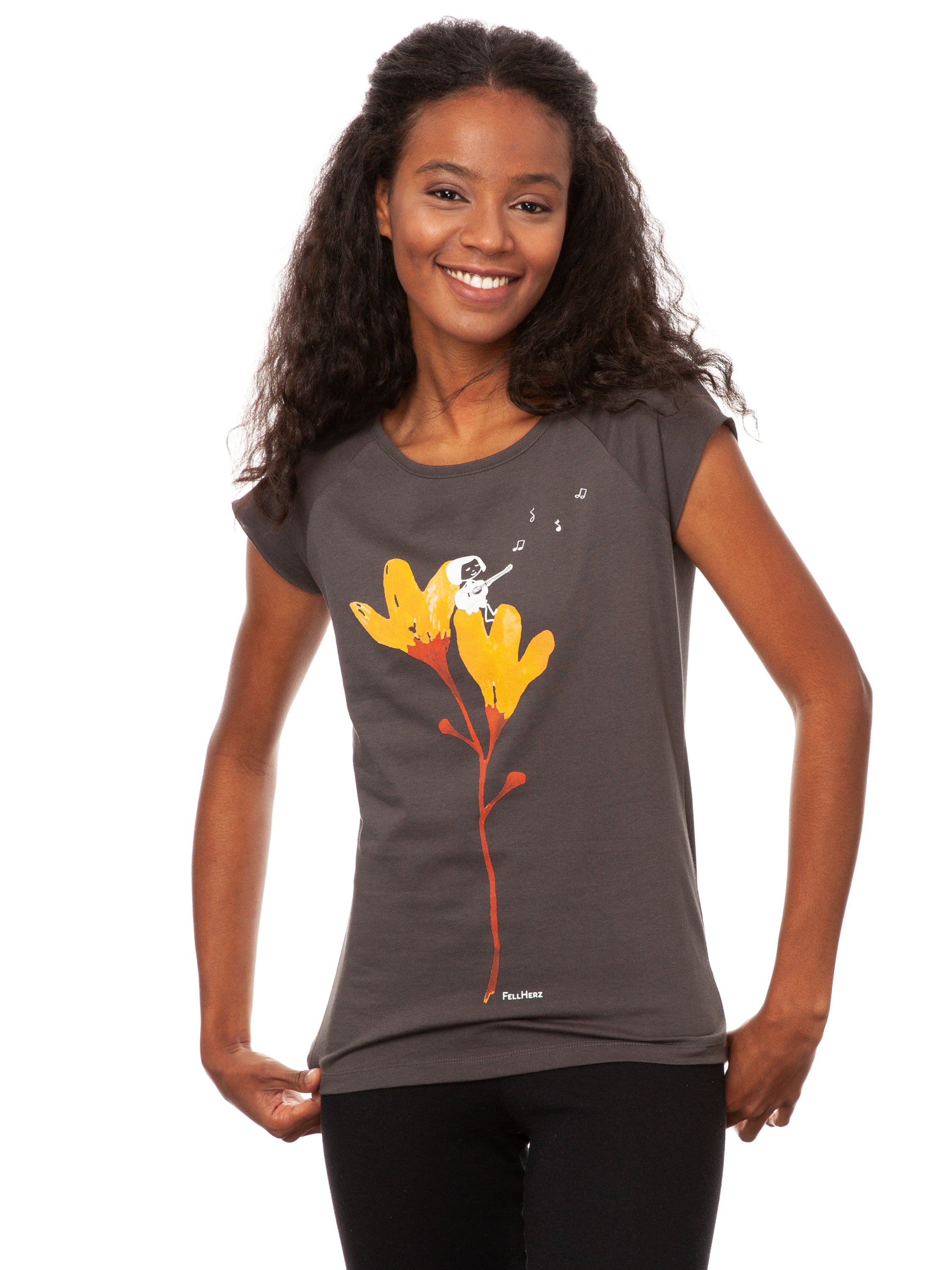 Gitarrenmädchen Cap Sleeve dark grey