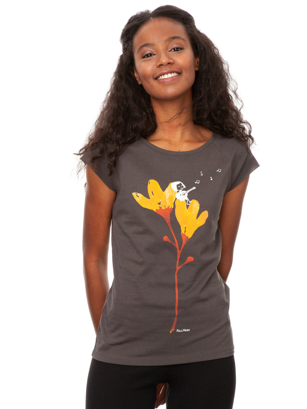 Gitarrenmädchen Cap Sleeve dark grey