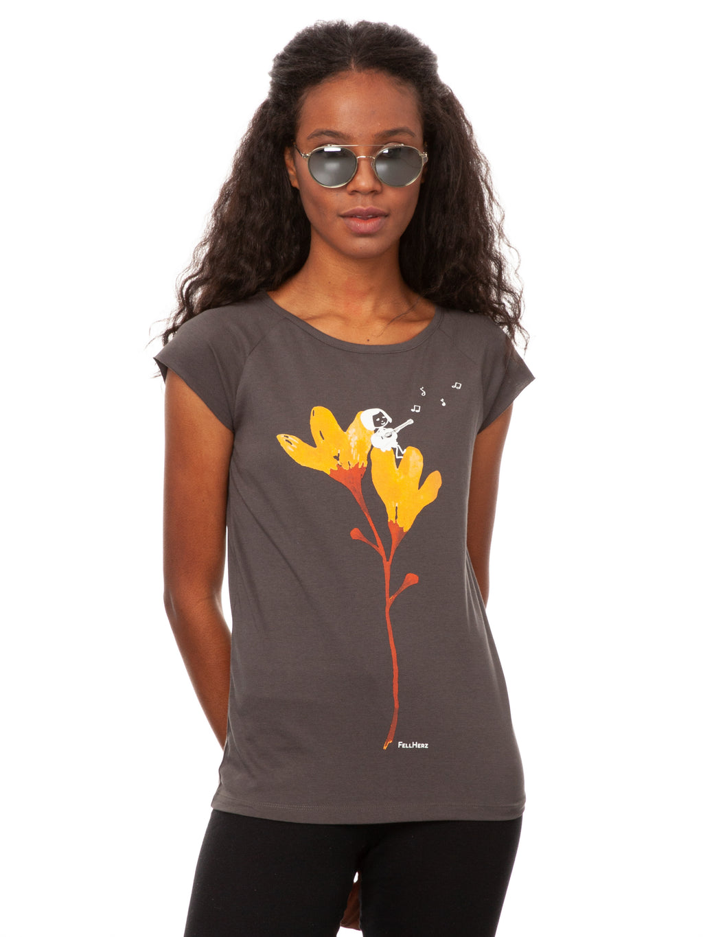 Gitarrenmädchen Cap Sleeve dark grey