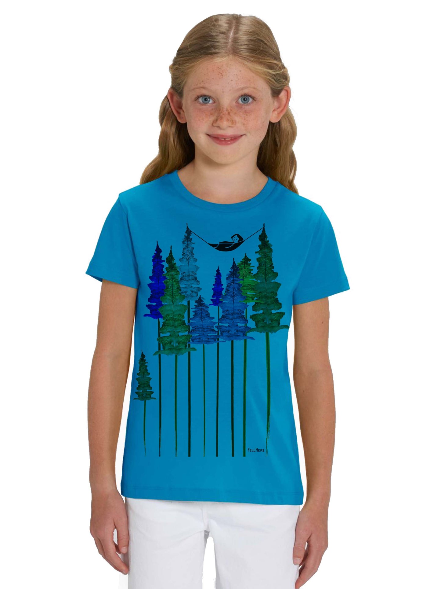 Wood Girl Kids T-Shirt azur