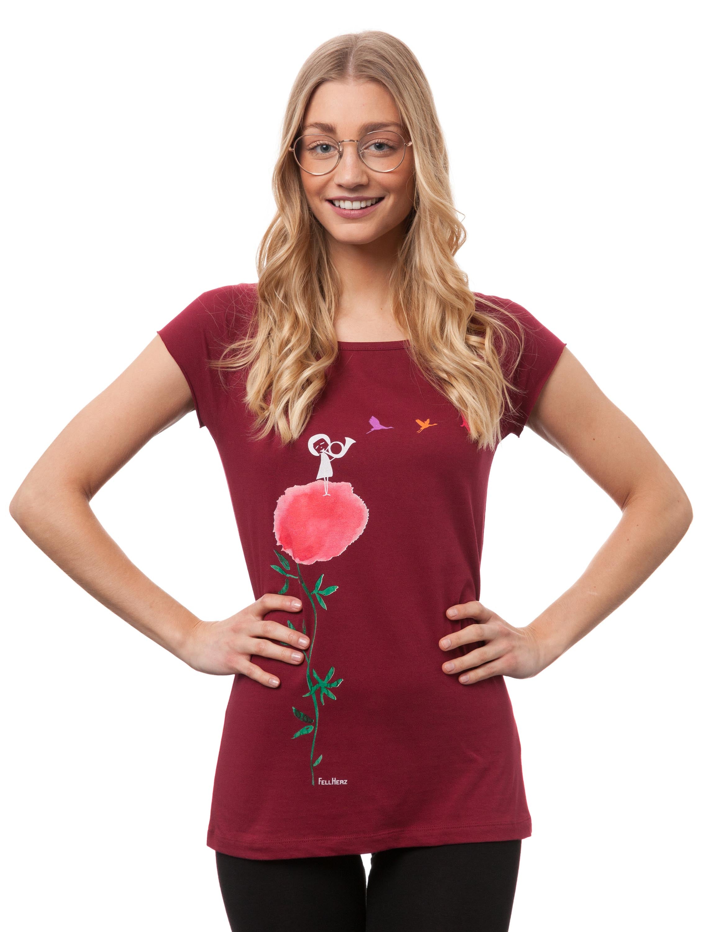 Kranichflug Cap Sleeve ruby