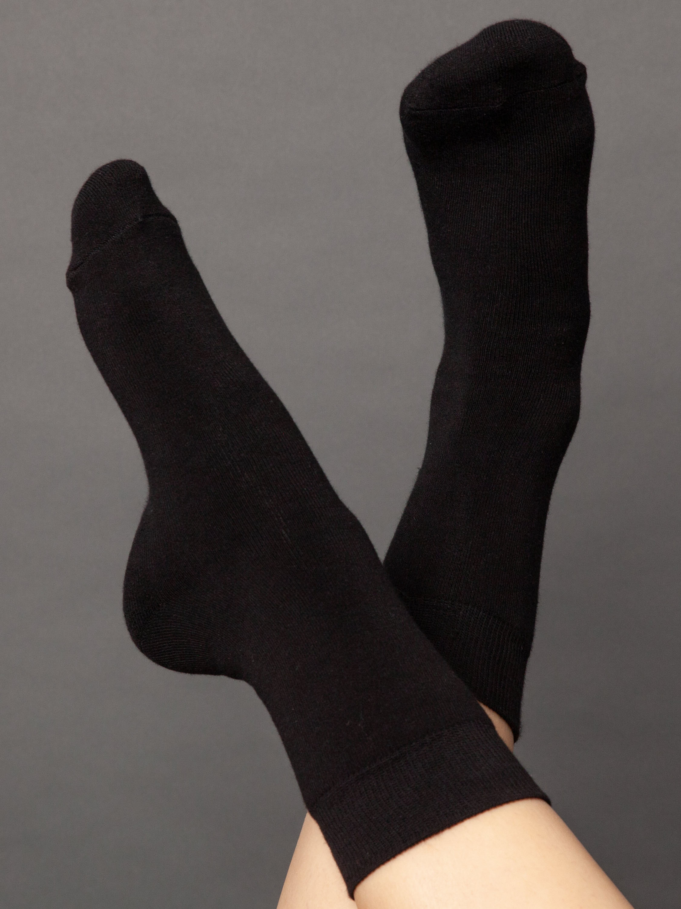 Pack of 3 warm, cuddly socks with organic cotton, black