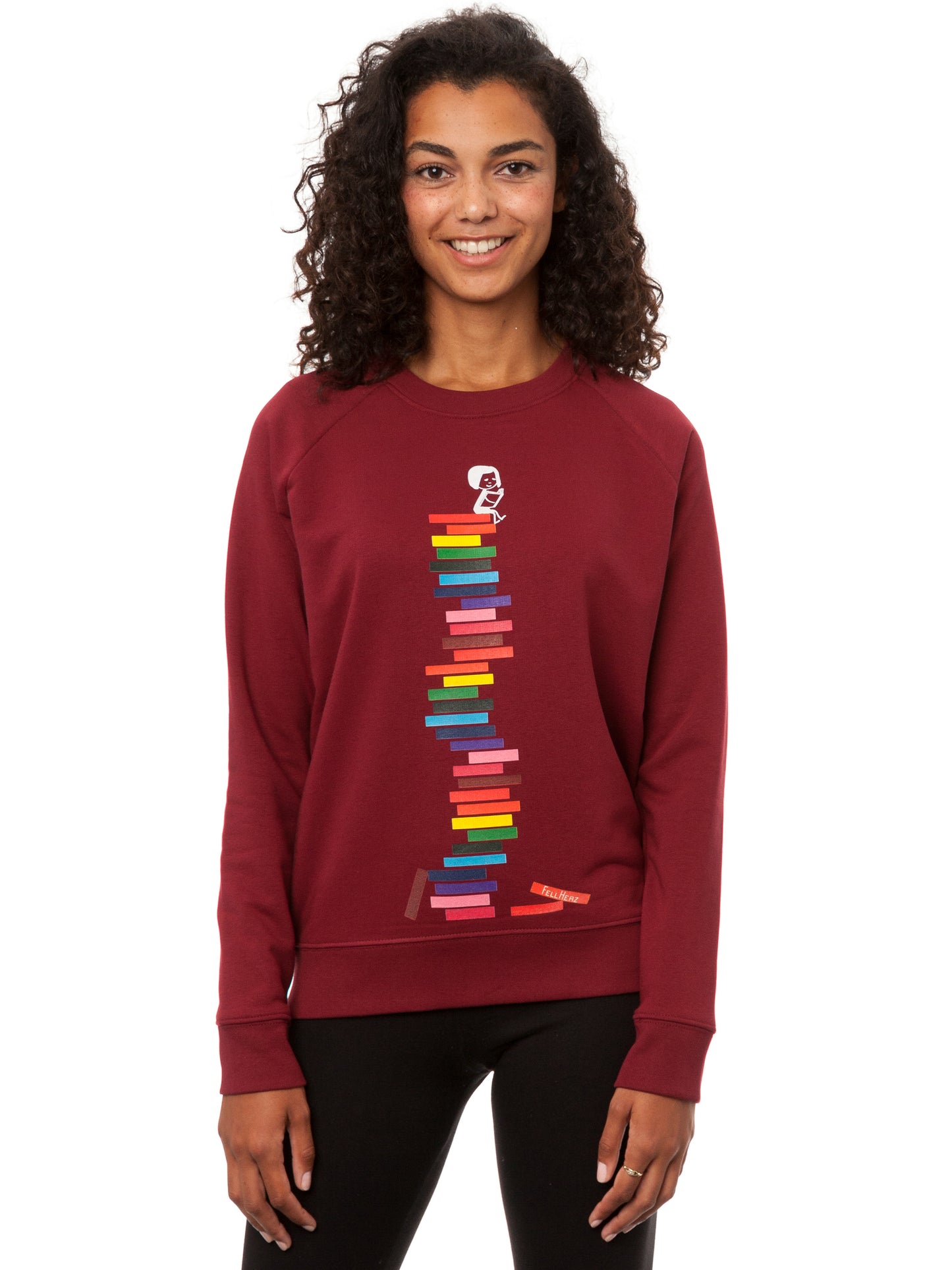 Books Girl Sweater burgundy