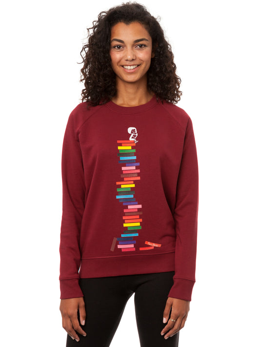 Books Girl Sweater burgundy