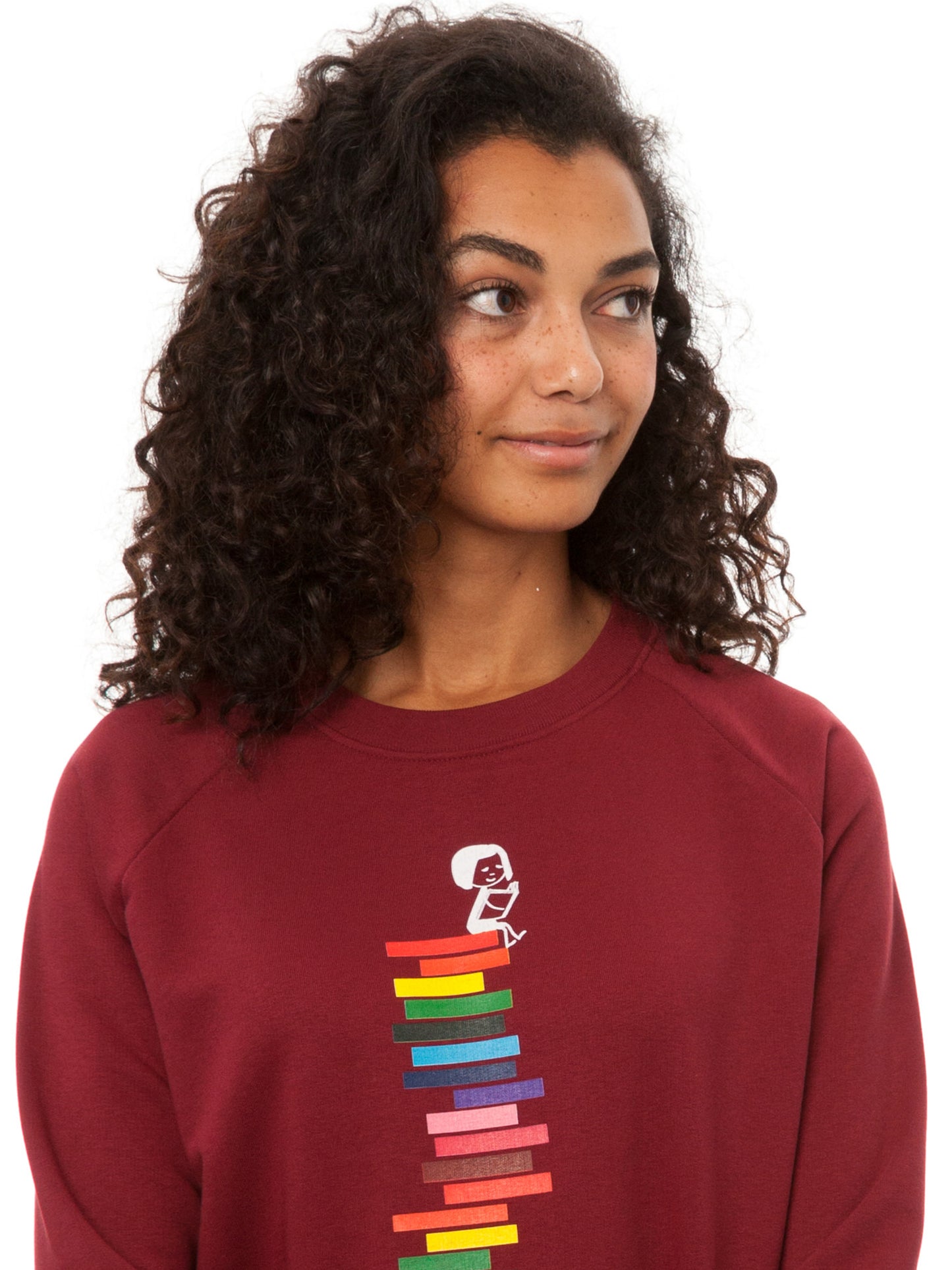 Books Girl Sweater burgundy