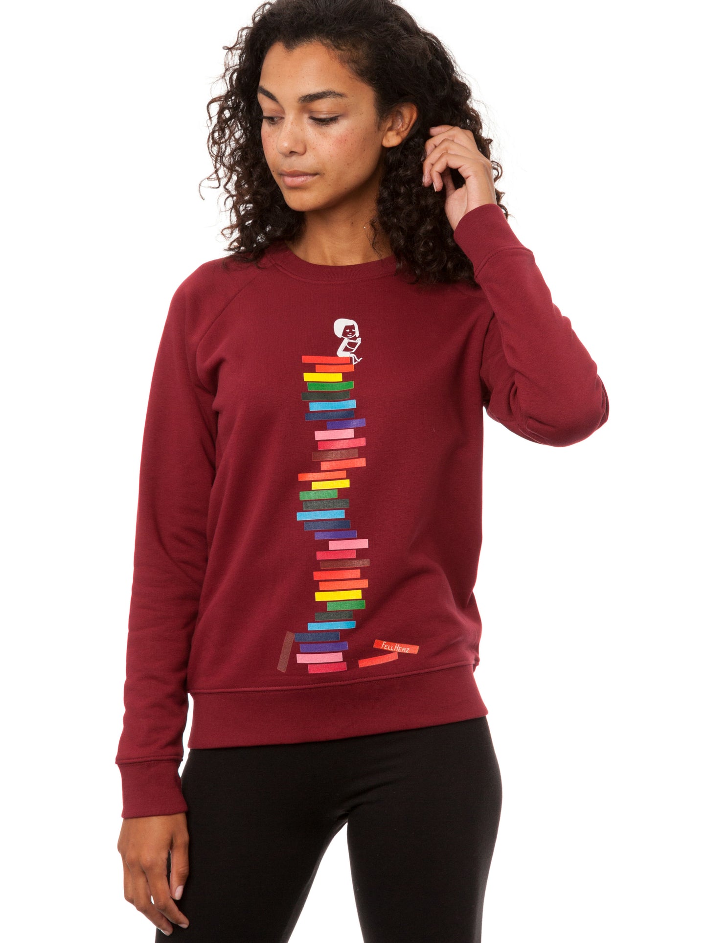 Books Girl Sweater burgundy