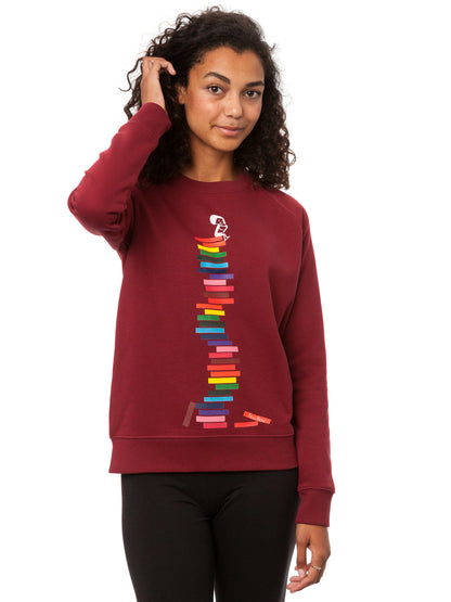 Books Girl Sweater burgundy