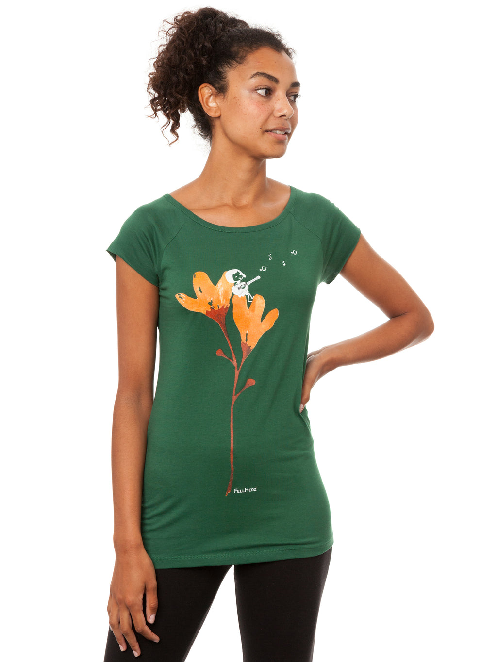 Gitarrenmädchen Cap Sleeve scarab green