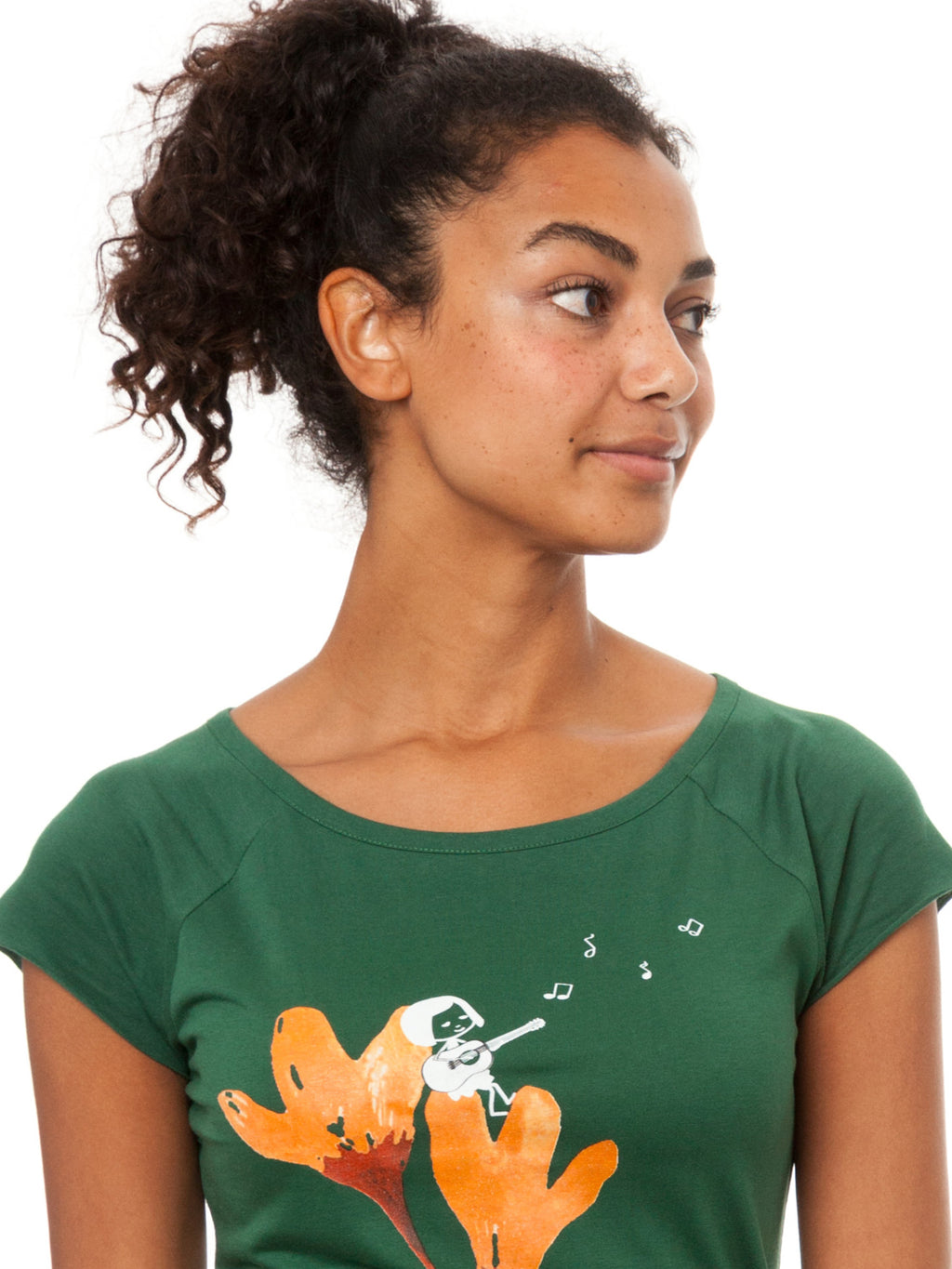 Gitarrenmädchen Cap Sleeve scarab green