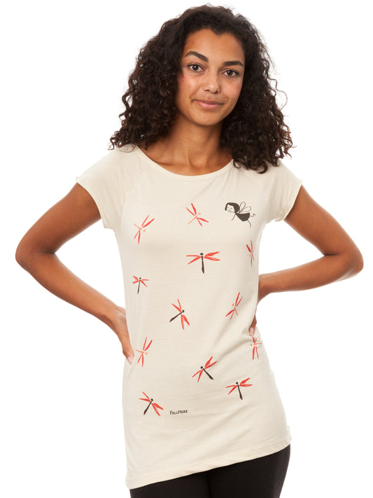 Dragonfly Girl Cap Sleeve sand 
