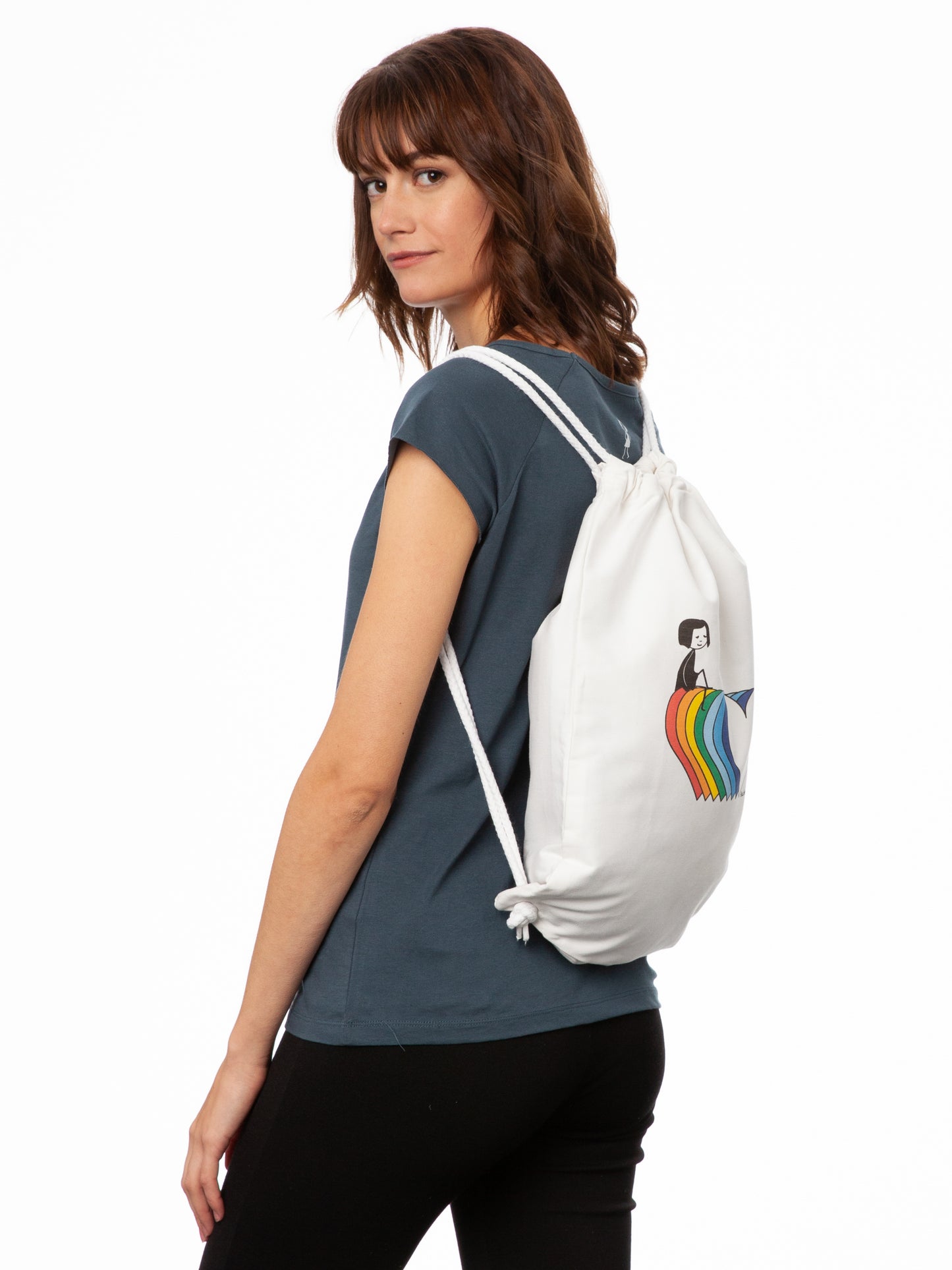 Rainbow gym bag white 