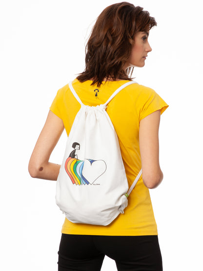 Rainbow gym bag white 