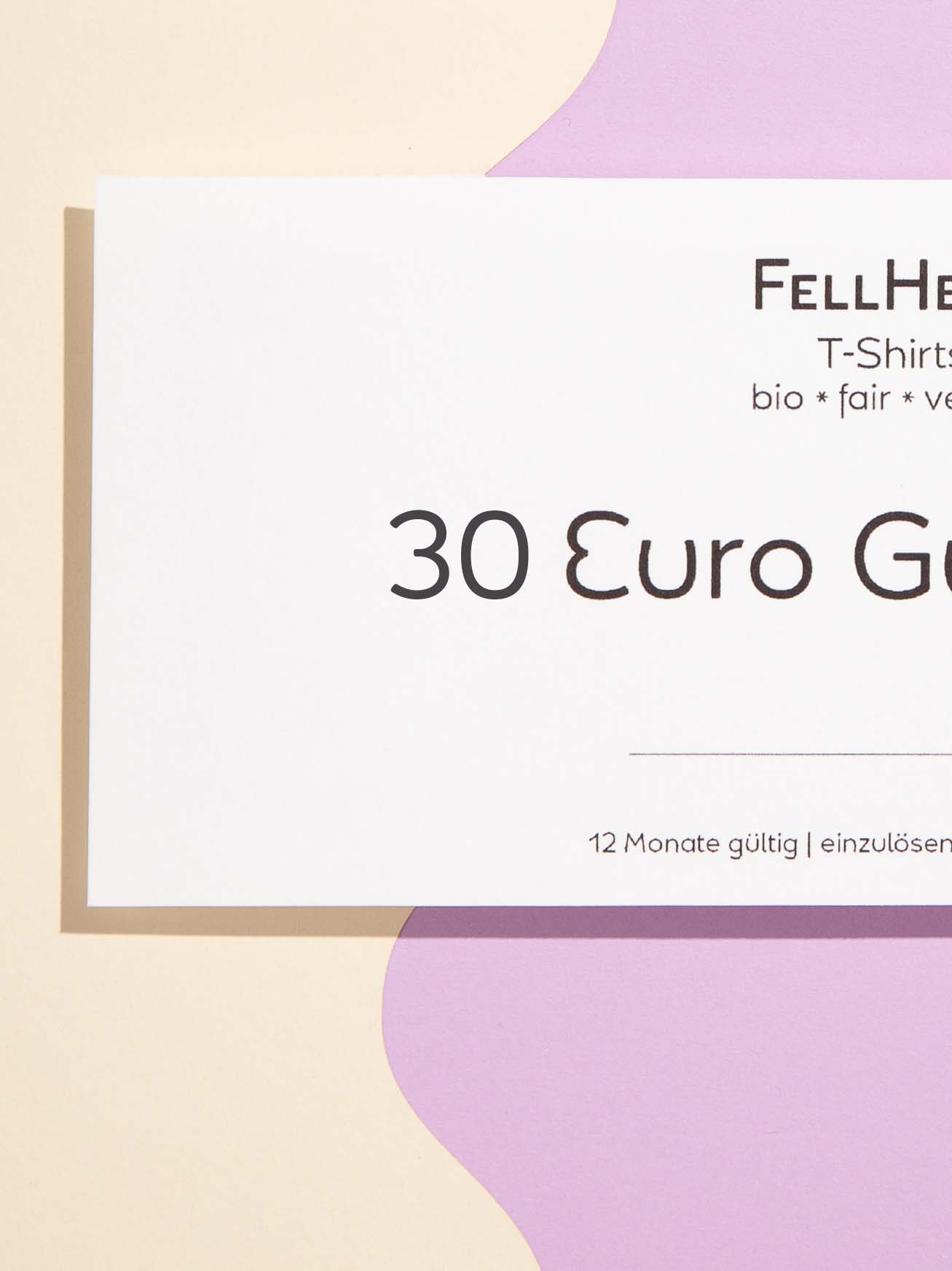 FellHerz dreißig Euro Gutschein aus Papier Detailansicht Rückseite